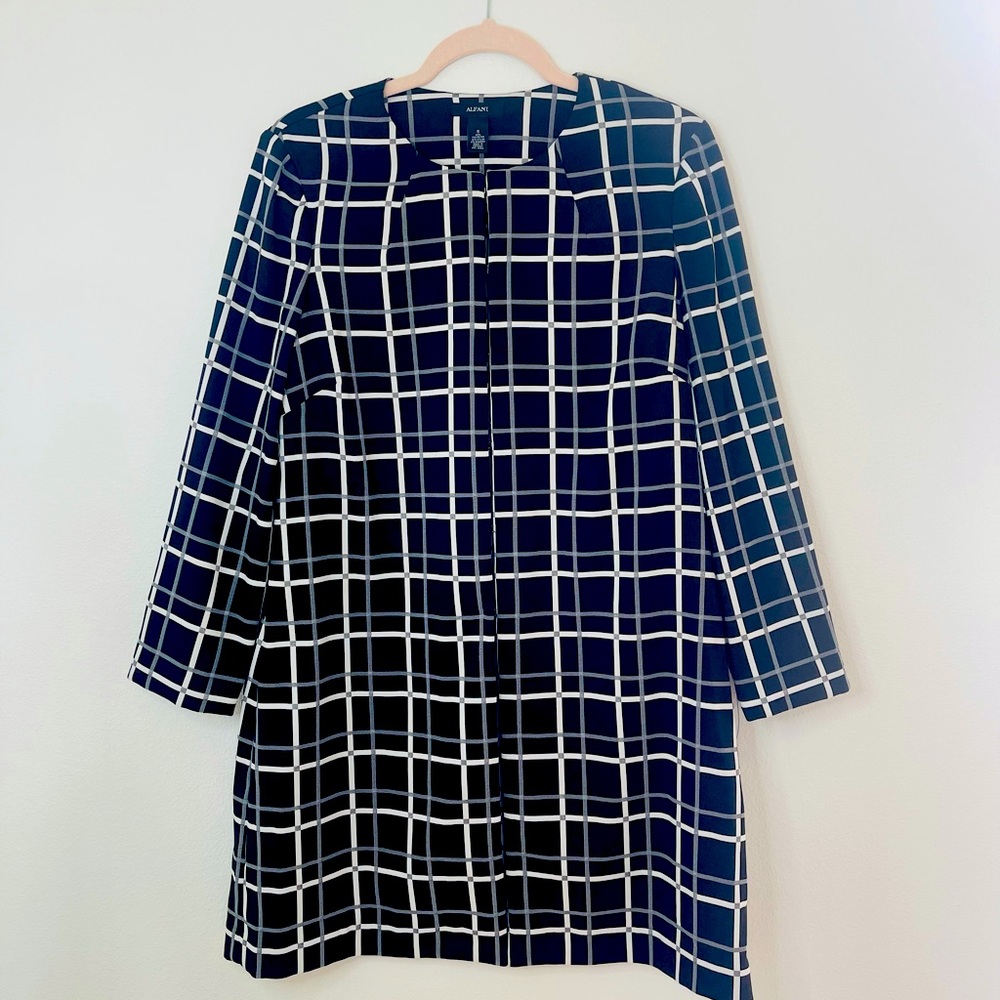 Alfani Black and White Checkered Blazer EC